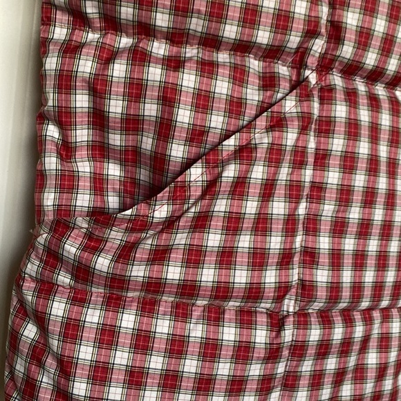 Lands End Plaid Puffer Vest Womens M Plaid Red black white pockets warm festive - Picture 4 of 9